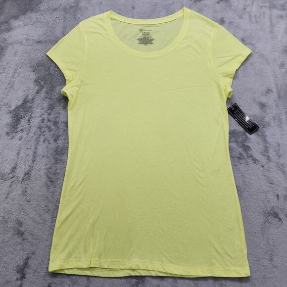 No Boundaries Top Womens XL Yellow Adrenaline Lime Scoop Neck Short Sleeve Tee - Picture 1 of 7